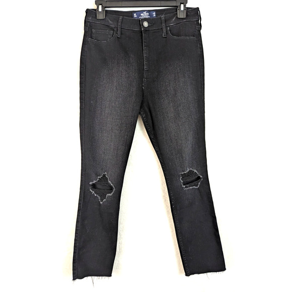 Hollister Denim - Hollister sz 9 Ultra High Rise Super Skinny Jeans black denim stretch 29/25 1206